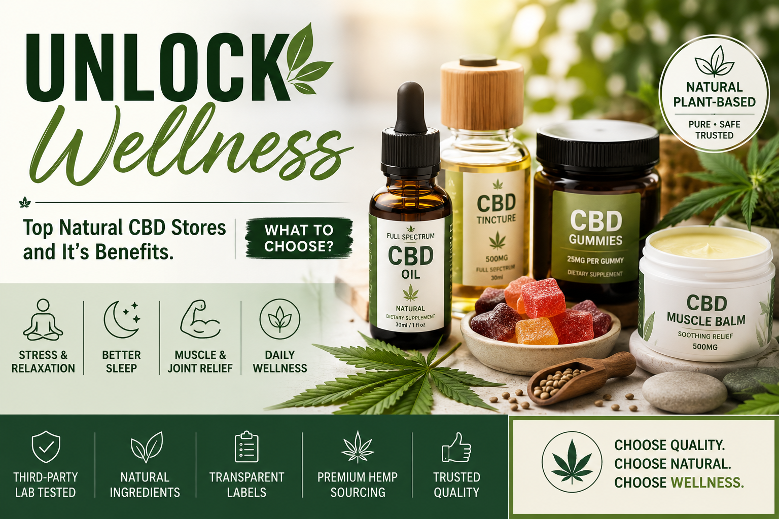 Unlock Wellness - Top Natural CBD stores and It's benefits. What to choose?